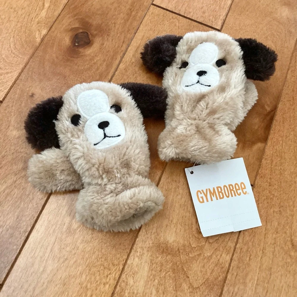 NWT GYMBOREE ALPINE PATROL PUPPY DOG FURRY MITTENS 12-24 Months